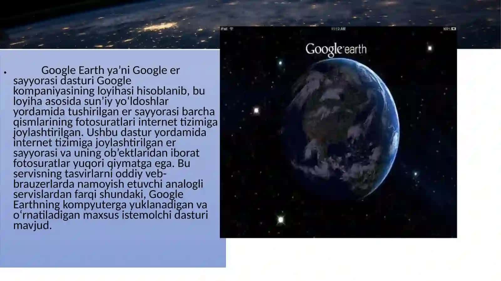 Google Earth dasturi haqida ma’lumot 2