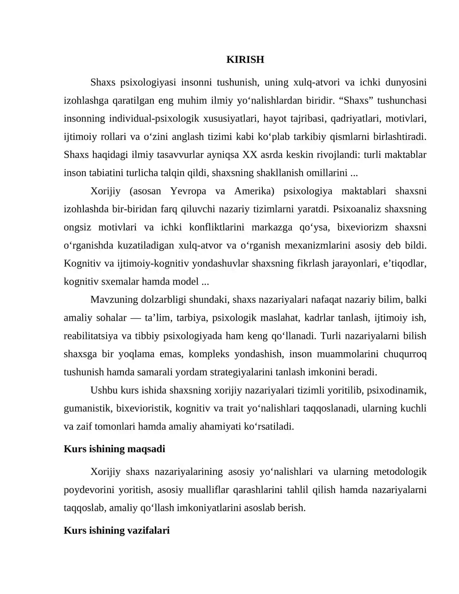 Shaxs Psixologiyasi - I. Umumiy yondashuvlar 2