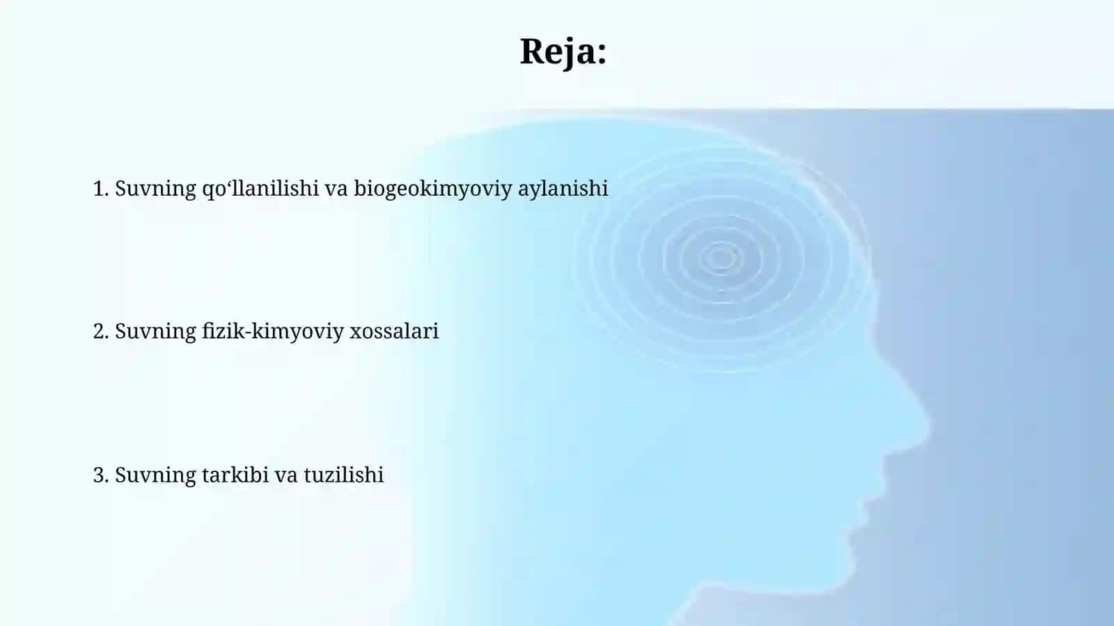 Suvning tarkibi, tuzilishi, fizik - kimyoviy xossalari, ishlatilishi, tabiatda aylanishi 2