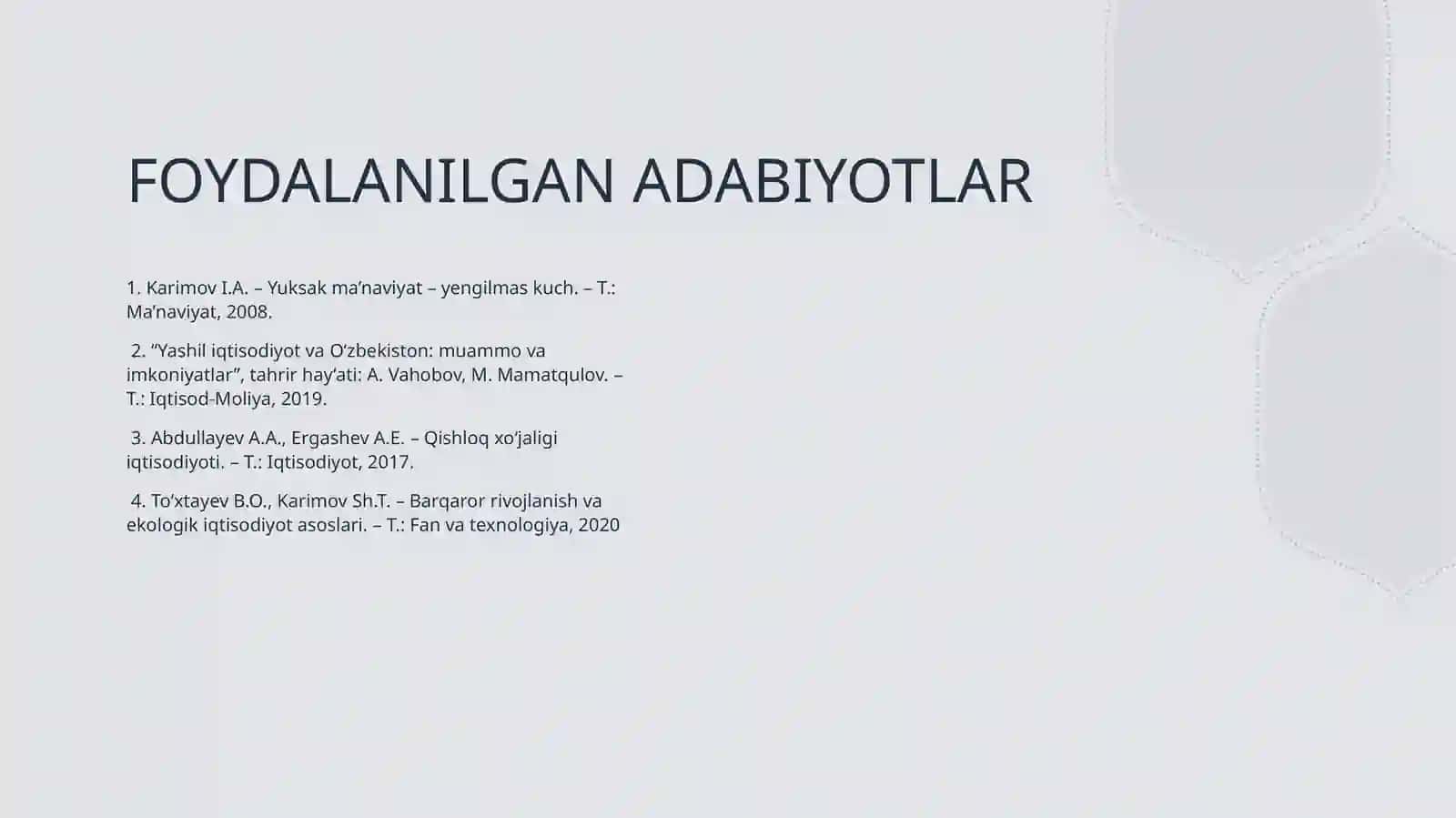 Qishloq xo’jaligini yashil iqtisodiyot asosida rivojlantirish 2