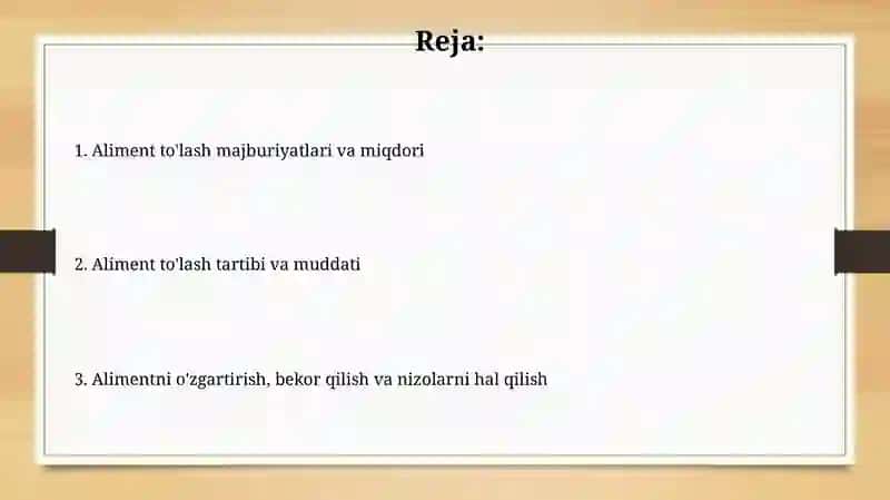 Aliment to'lash to'g'risidagi kelishuv 2