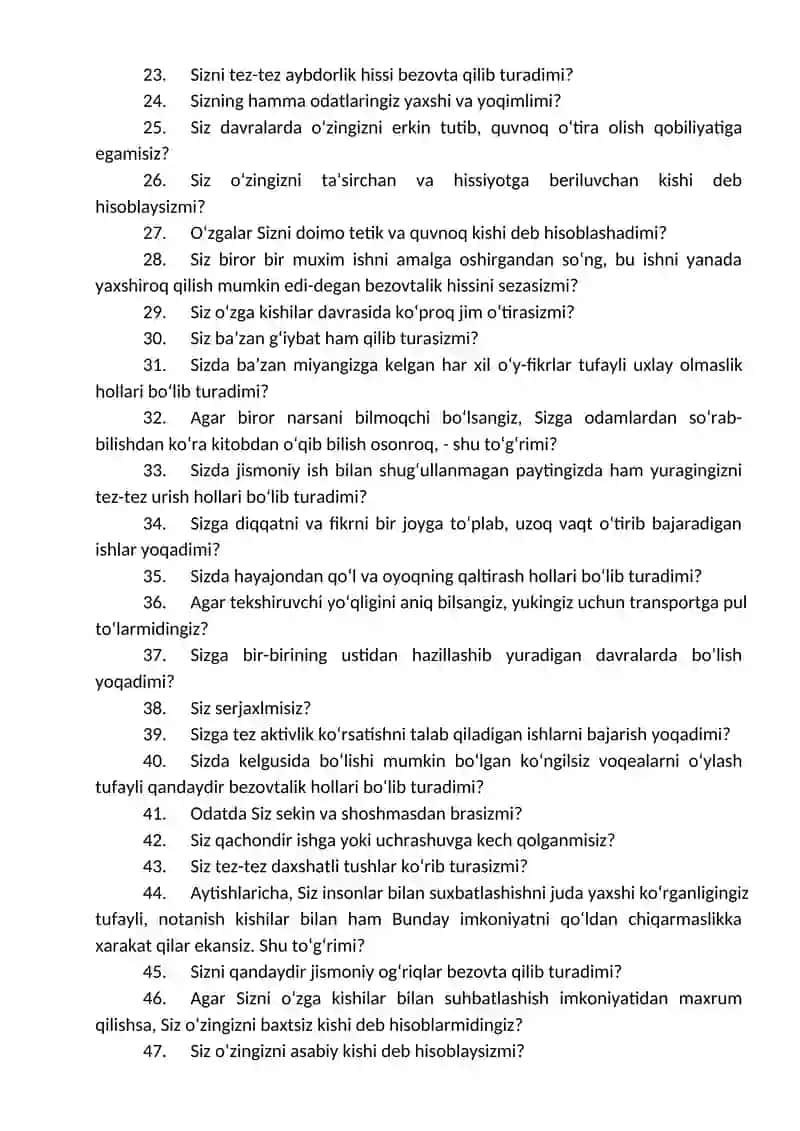 Psixologik ajoyib test 2