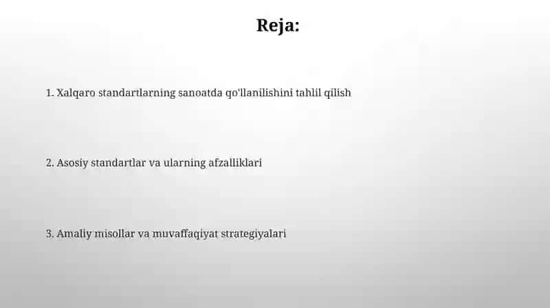 Xalqarostandartlarningsanoatdaqollanishtaxlili 2