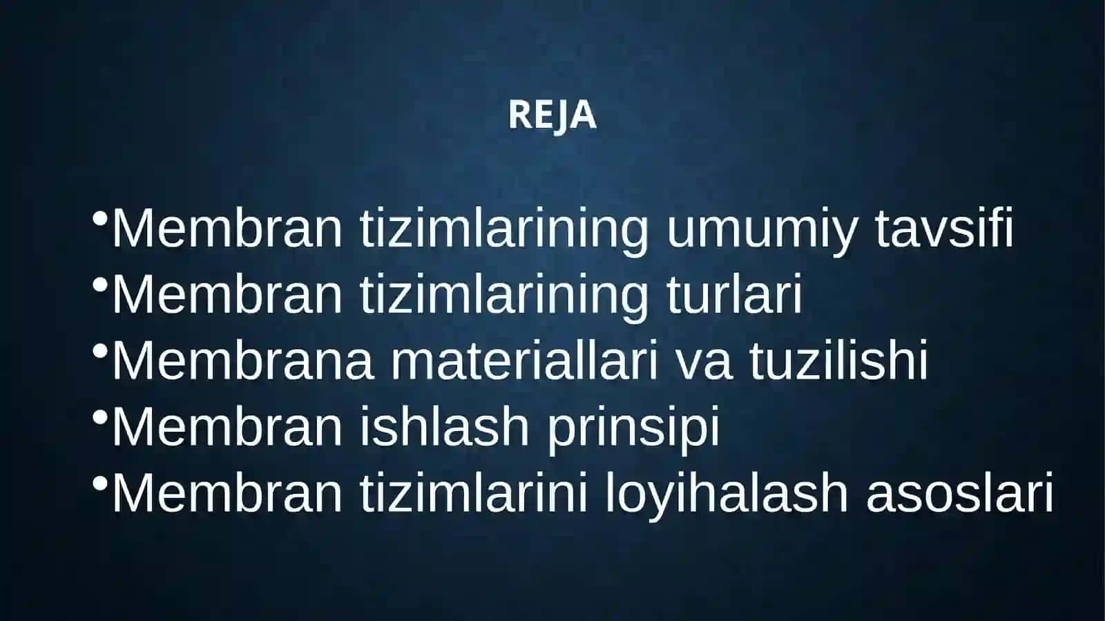 Membran tizimlarini loyihalash va ishlatish 2