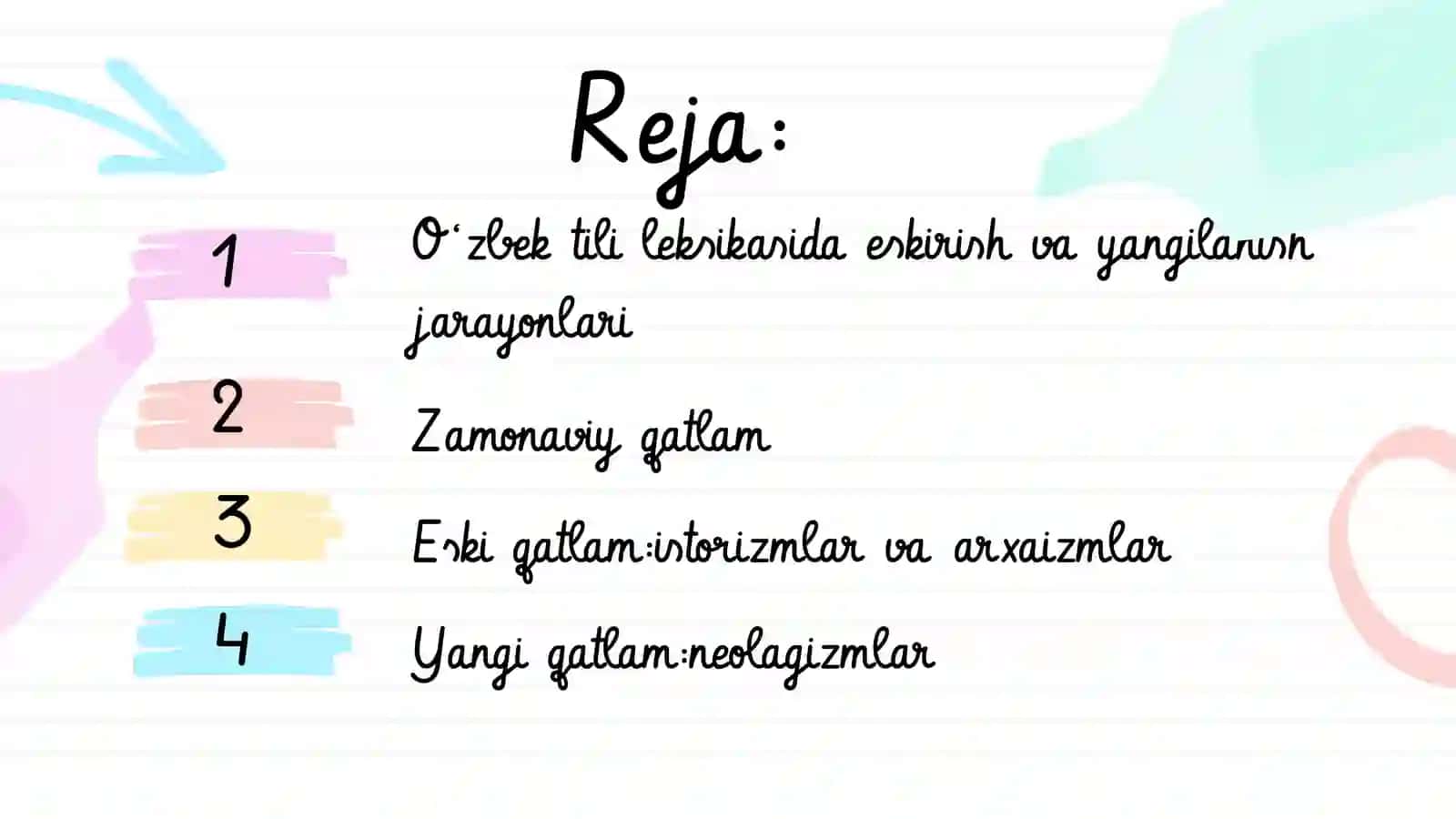 O‘zbek tilining leksikasi: Eskirish va yangilanish jarayonlari 2