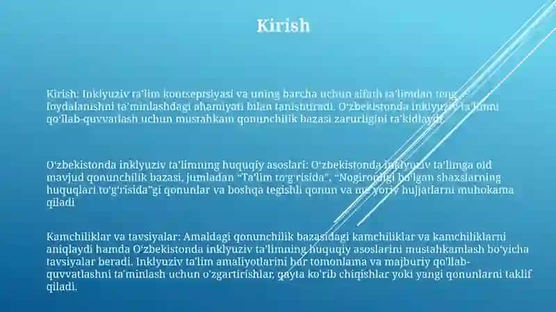 O'Zbekistonda Inklyuziv Talimni Meyoriy Huquqiy Bazasini Tahlil Qilish 2