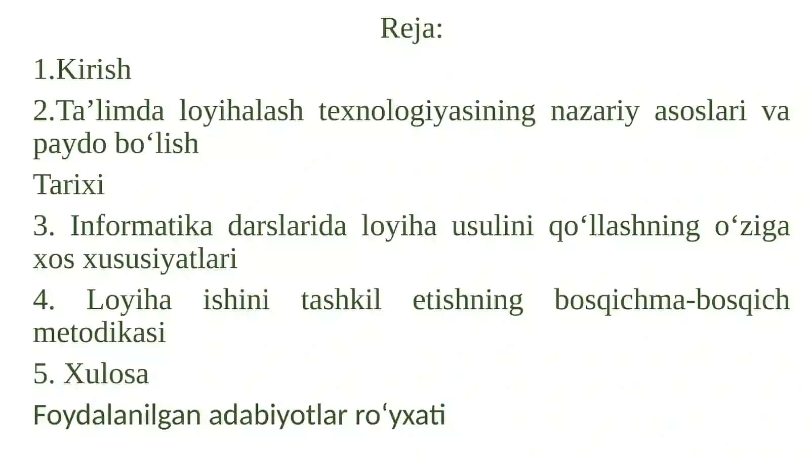 Informatikani o‘qitishda loyihalash texnologiyasi 2
