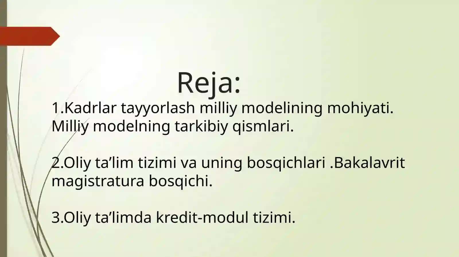 Kadrlar Tayyorlash Milliy Modeli va Unda Oliy Ta’lim Bakalavr va Magistratura 2