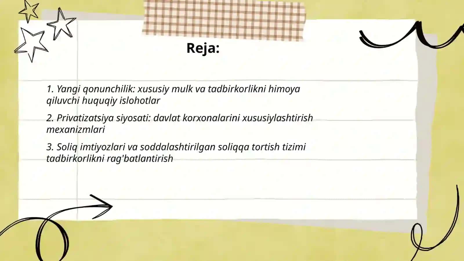 Yangi ózbekistonda tadbirkorlik va xususiy mulkni qóllab-quvatlash siyosati 2