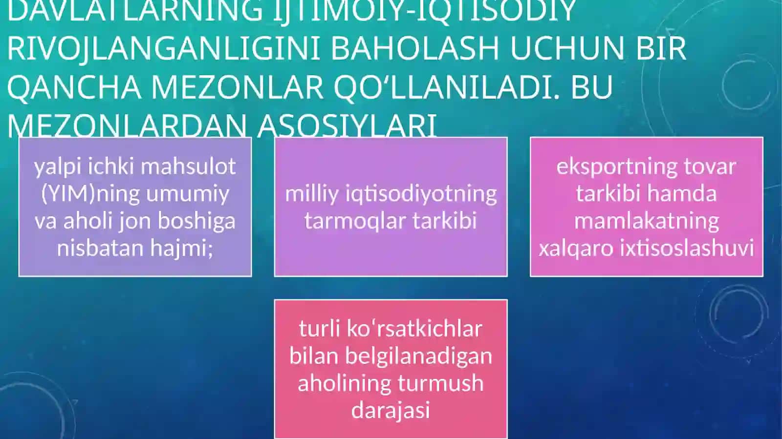 Jahon mamlakatlarining ijtimoiy-iqtisodiy rivojlanish bosqichi tasnifi 2