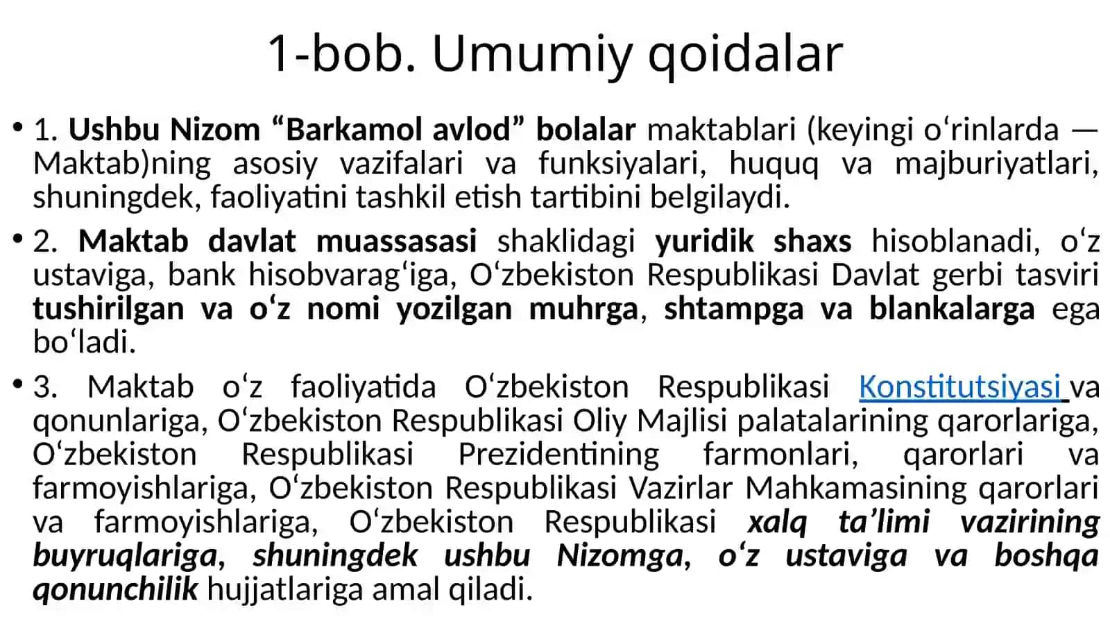 “Barkamol avlod” bolalar maktablari to‘g‘risida NIZOM 2