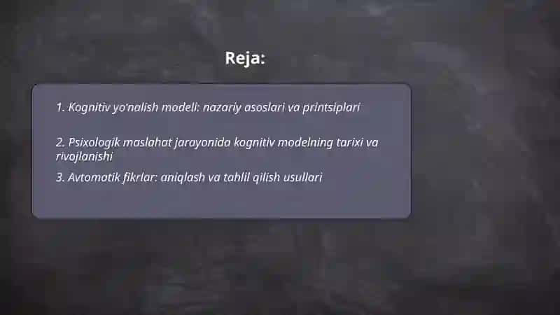 Kognitiv yoʻnalish modeli 2