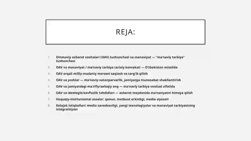Ommaviy axborot vositalari (OAV) tushunchasi va manaviyat 2