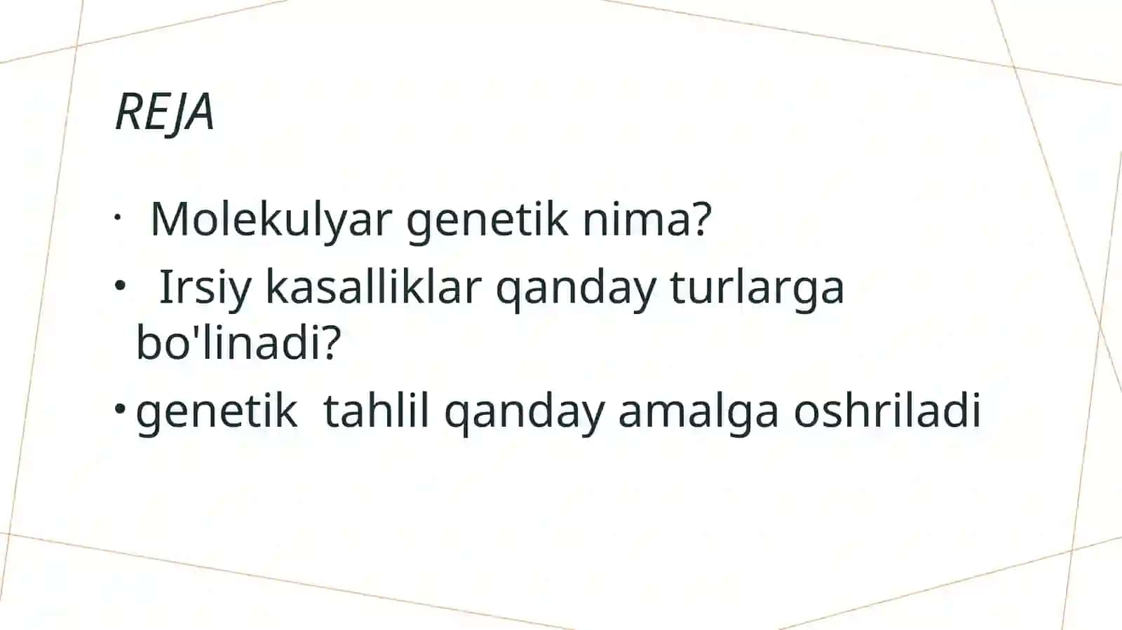 Molekulyar genetik asoslar va irsiy kasaliklar 2