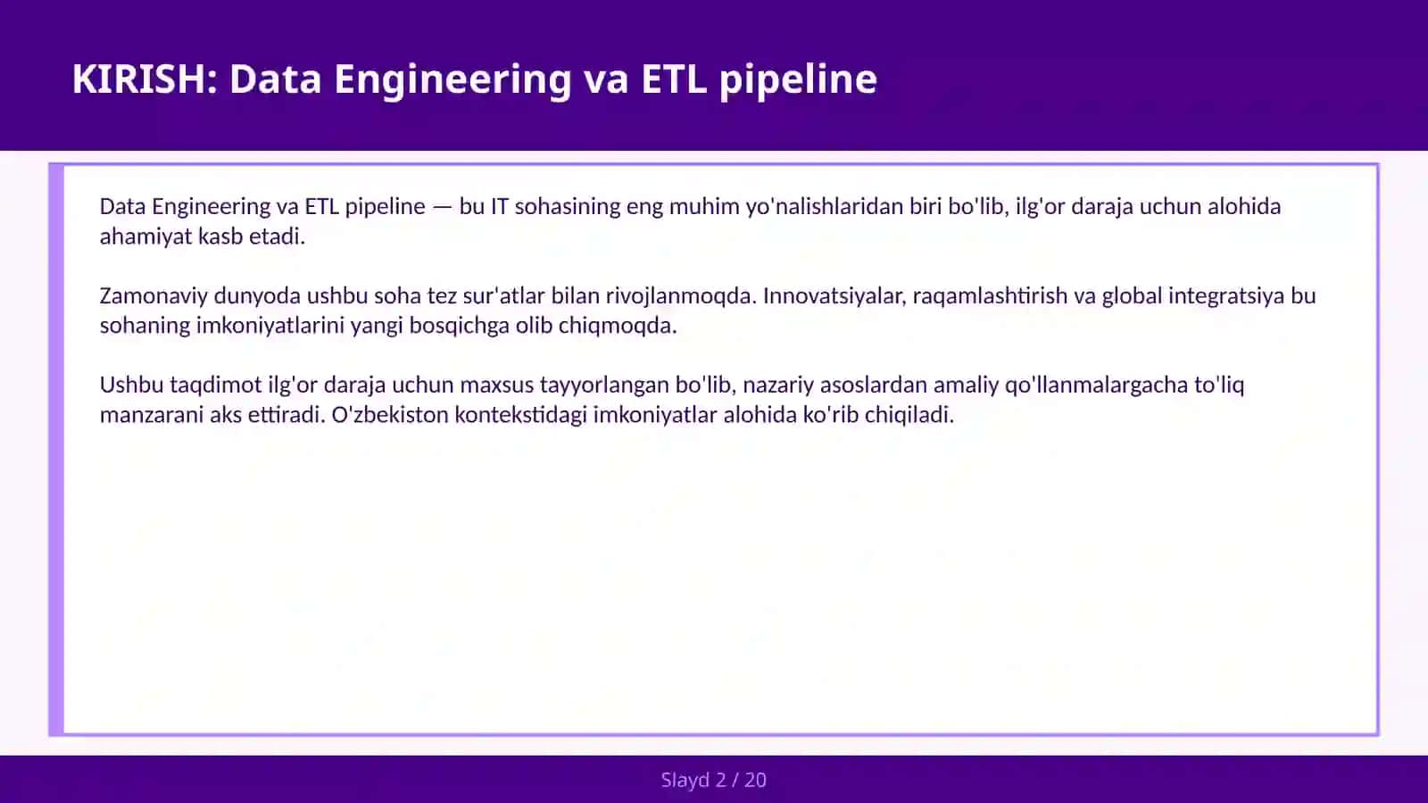 Data Engineering va ETL pipeline 2