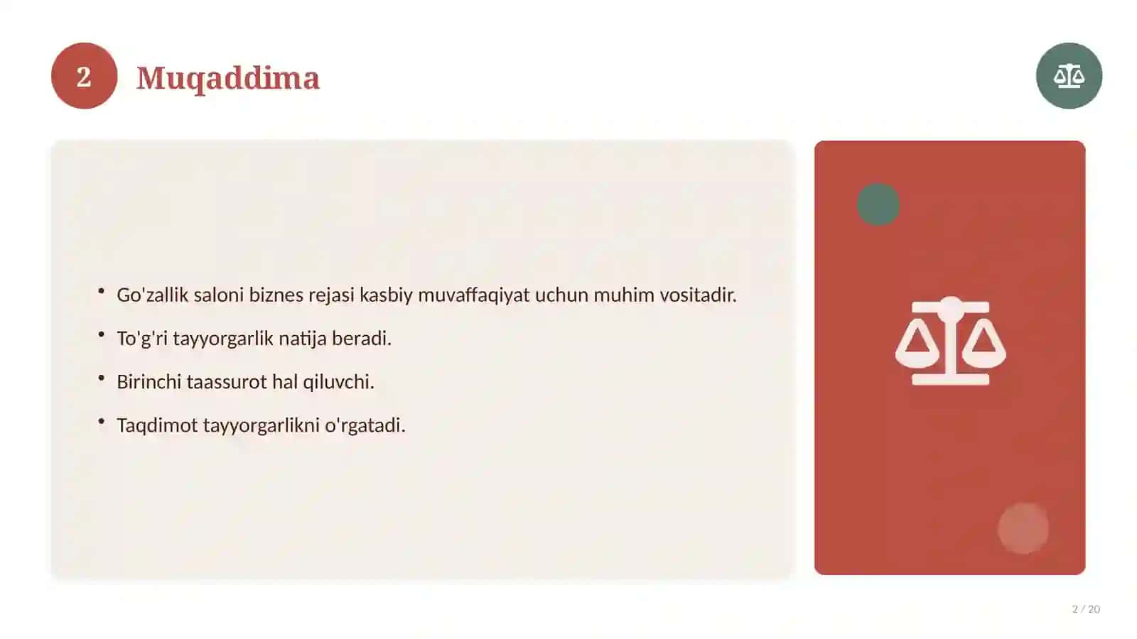 Go'zallik saloni biznes rejasi 2