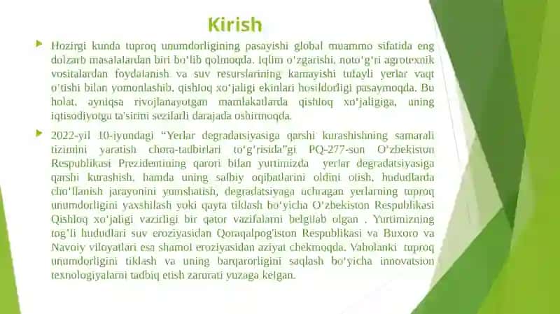 Tuproq unumdorligini oshirishga qaratilgan innovatsion yechimlar 2