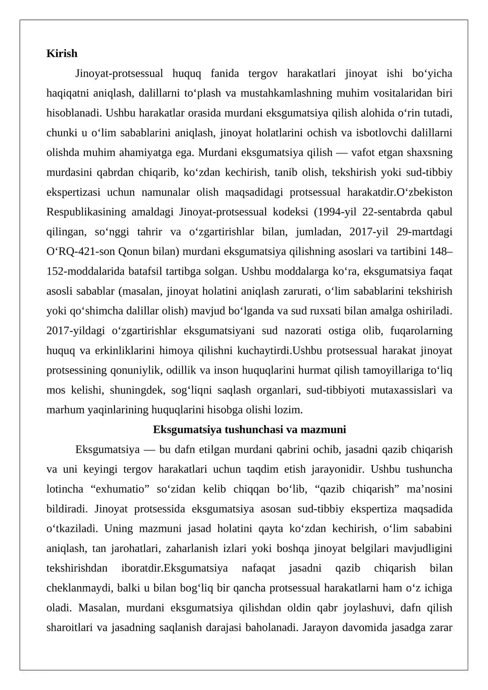 Murdani eksgumatsiya qilish asoslari va tartibi 2