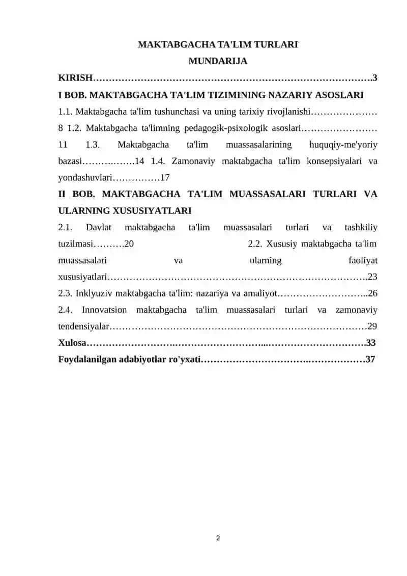 MAKTABGACHA TA'LIM TURLARI 2