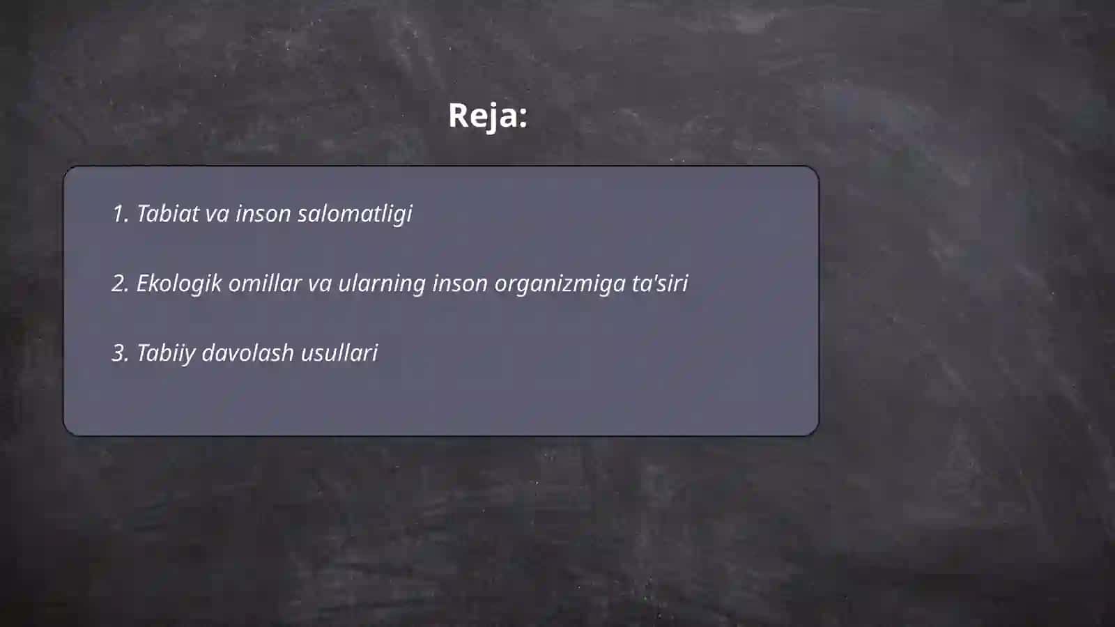 Tabiatning soģlomlashtiruvchi kuchlari va gigigenik omillari 2