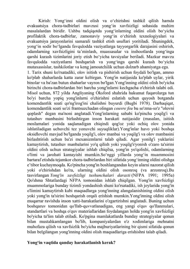 Yong'in xavfsizligi va yong'in oldini olish. Yong'in o'chirish tizimlari 2