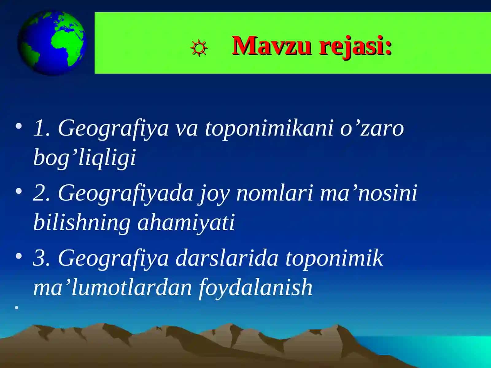GEOGRAFIYATA’LIMI VA TOPONIMIKA 2