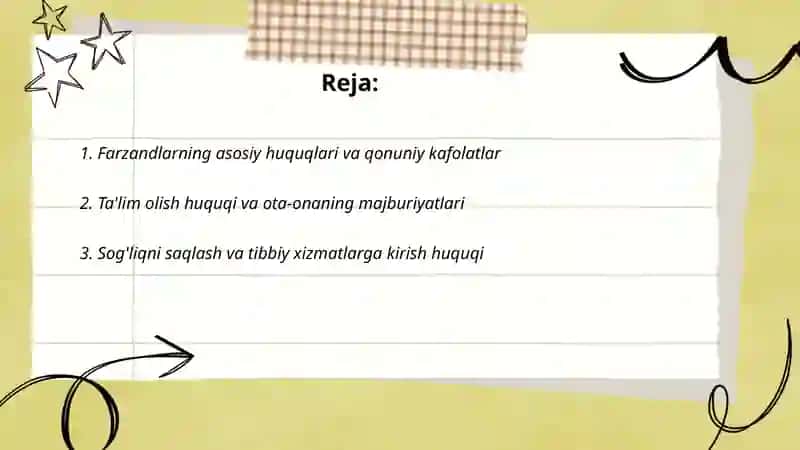 Farzandlarning huquq va burch majburiyatlari 2