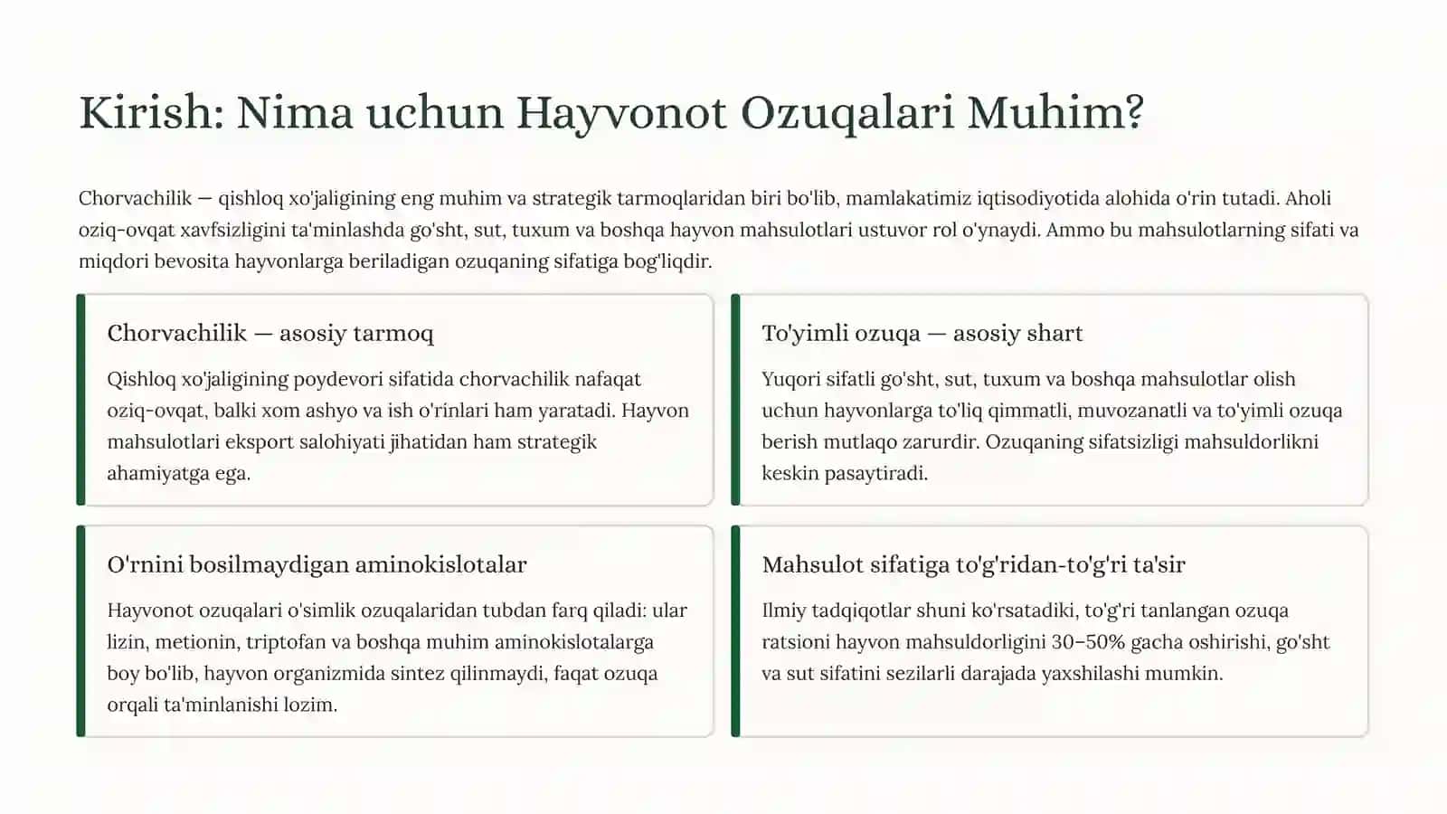 Chorvachilikning Asosiy Tayanchi 2