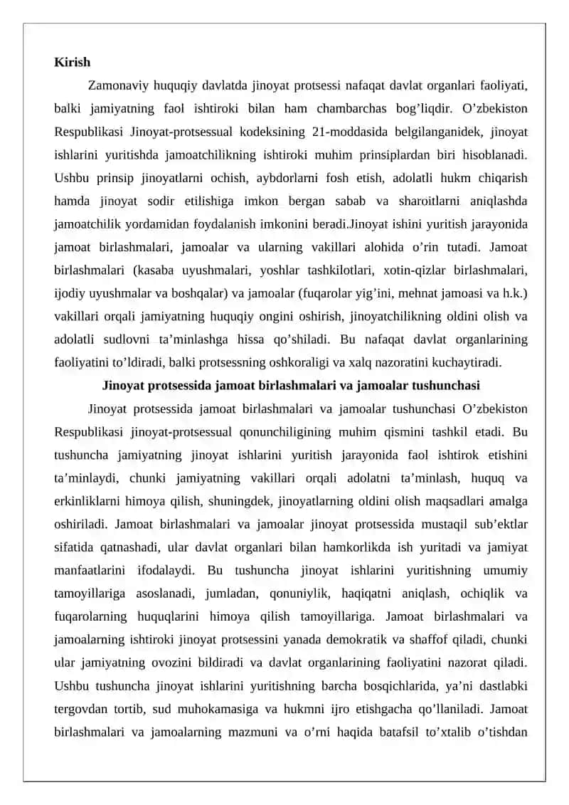 Jinoyat ishini yuritishda ishtirok etuvchi jamoat birlashmalari, jamoalar va ularning vakillari 2