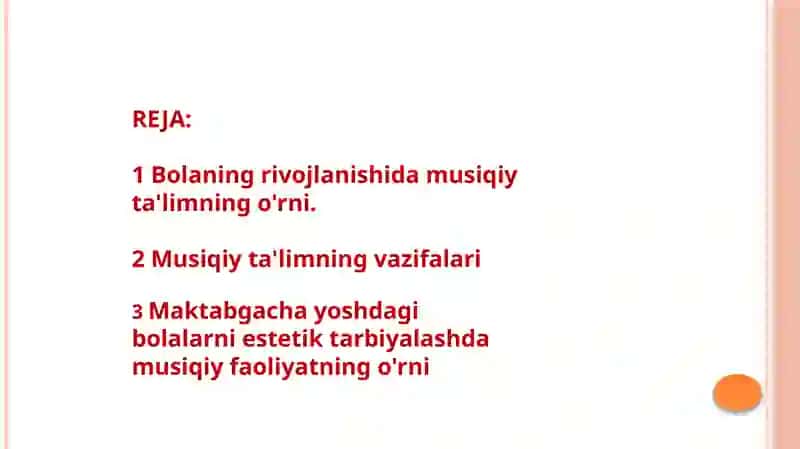 Musiqiy ta'limning o'rni Maktabgacha yoshdagi bolalarga estetik tarbiya berishda 2