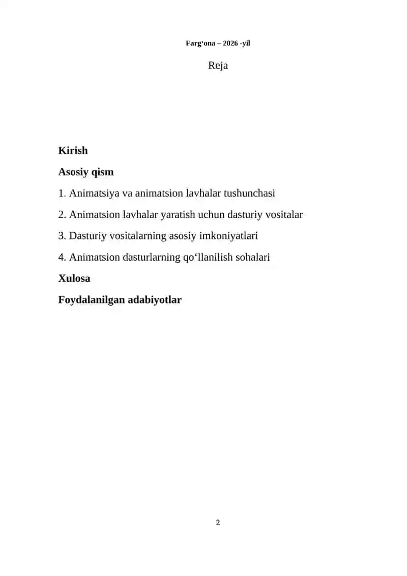 Animatsion lavhalar yaratish dasturiy vositalari imkoniyatlari 2