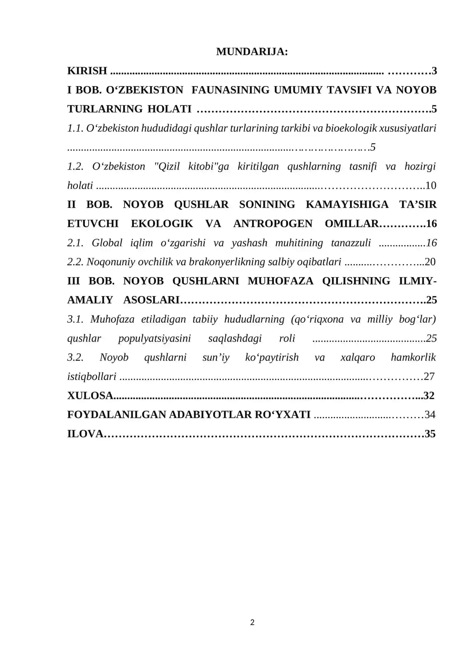 O’ZBEKISTONDA TARQALGAN NOYOB VA SONI KAMAYIB BORAYOTGAN QUSHLAR, ULARNI MUXOFAZA QILISH 2