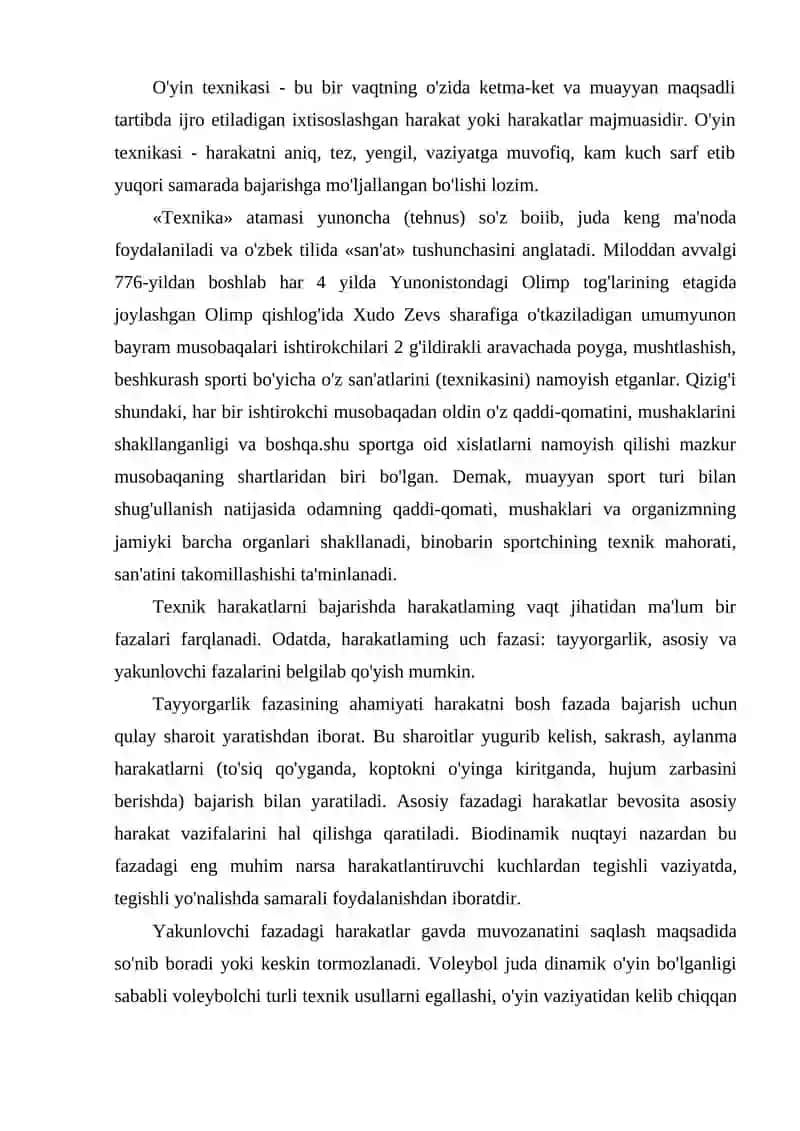 O'YIN TEXNIKASI O'RGATISH USLUBIYATI 2