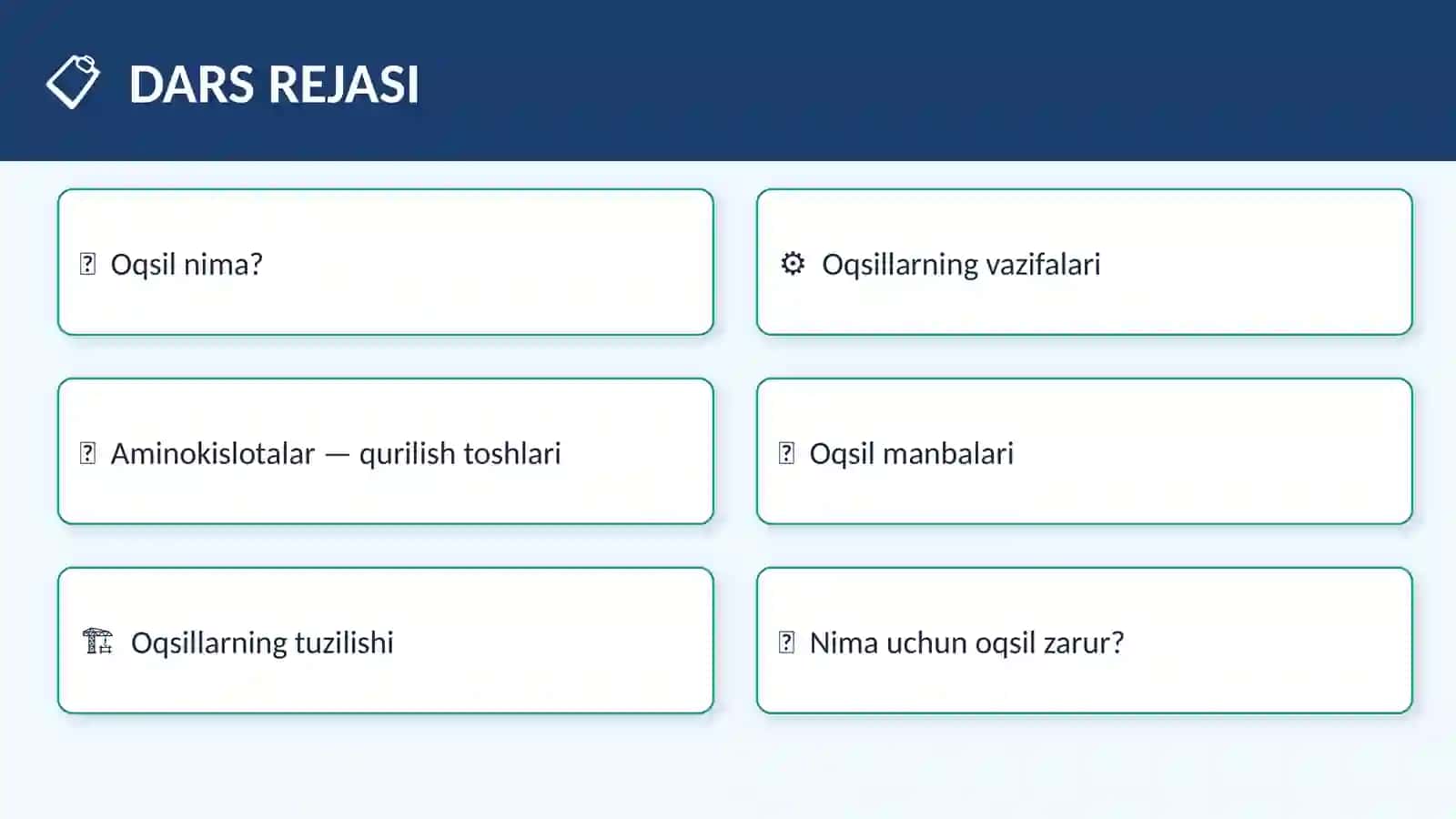 6-sinf tabiiy fan ochiq dars :Oqsillar 2