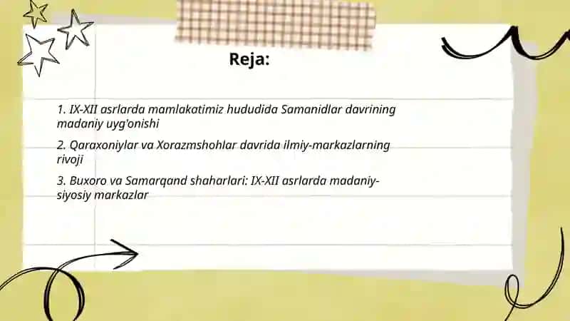 IX-XII asrlarda mamlakatimiz hududida ro’y bergan madaniy uyg’onish 2