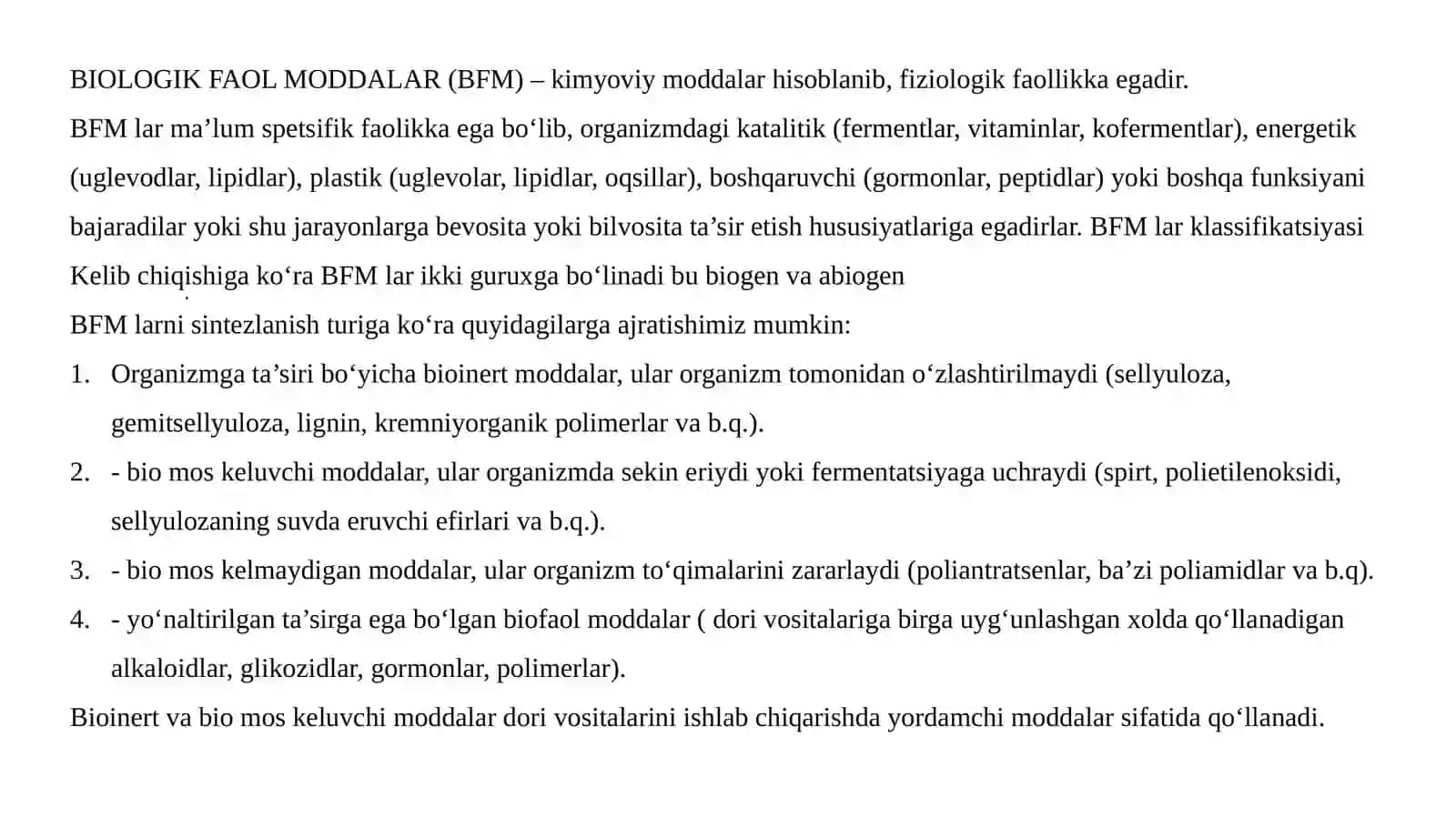 BIOLOGIK FAOL MODDALAR ISHLAB CHIQARISH UCHUN TEXNIK VOSITALAR VA MOSLAMALAR 2