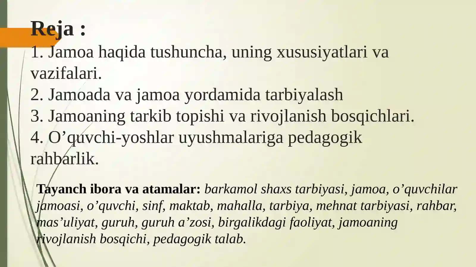 Jamoani tashkil etish metodikasi. Jamoada shaxsni tarbiyalash 2
