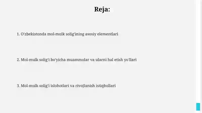 O'zbekistonda mol-mulkni soliqqa tortishning o'ziga xos xususiyatlari 2