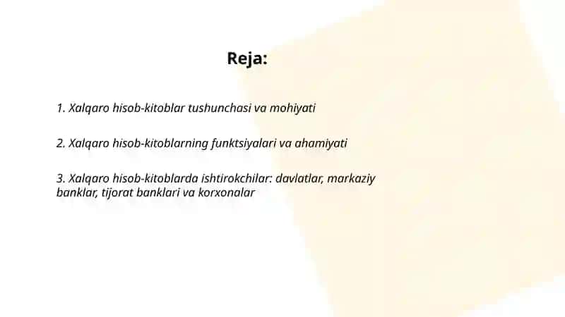 Xalqaro hisob-kitoblar tushunchasi va asosiy shakllari 2