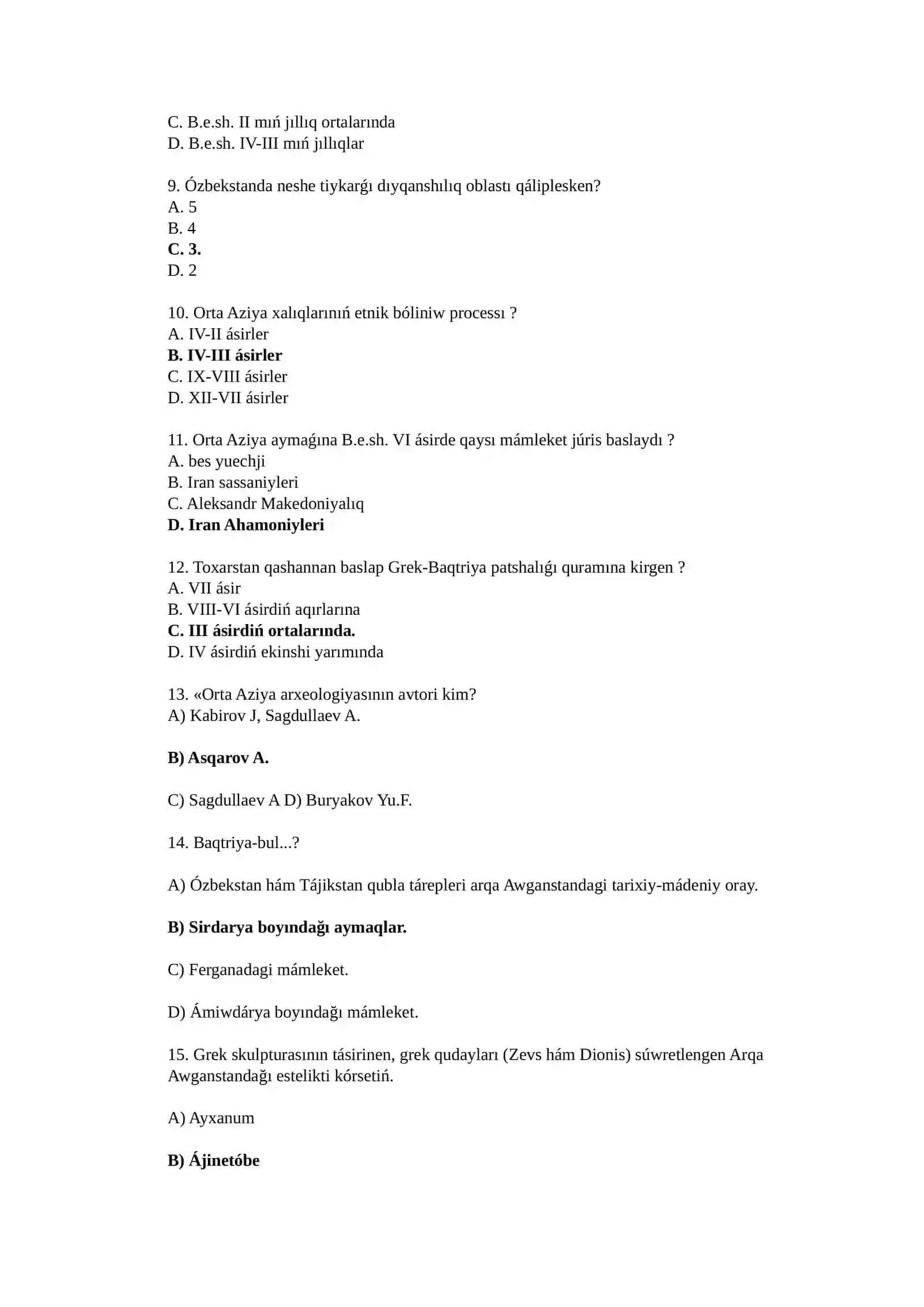 Bronza dáwiri Test sorawlari 2