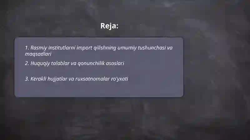 Rasmiy Institutlarni Import Qilish 2