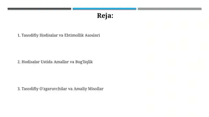 Tasodifiy hodisalar va ular ustida amallar 2