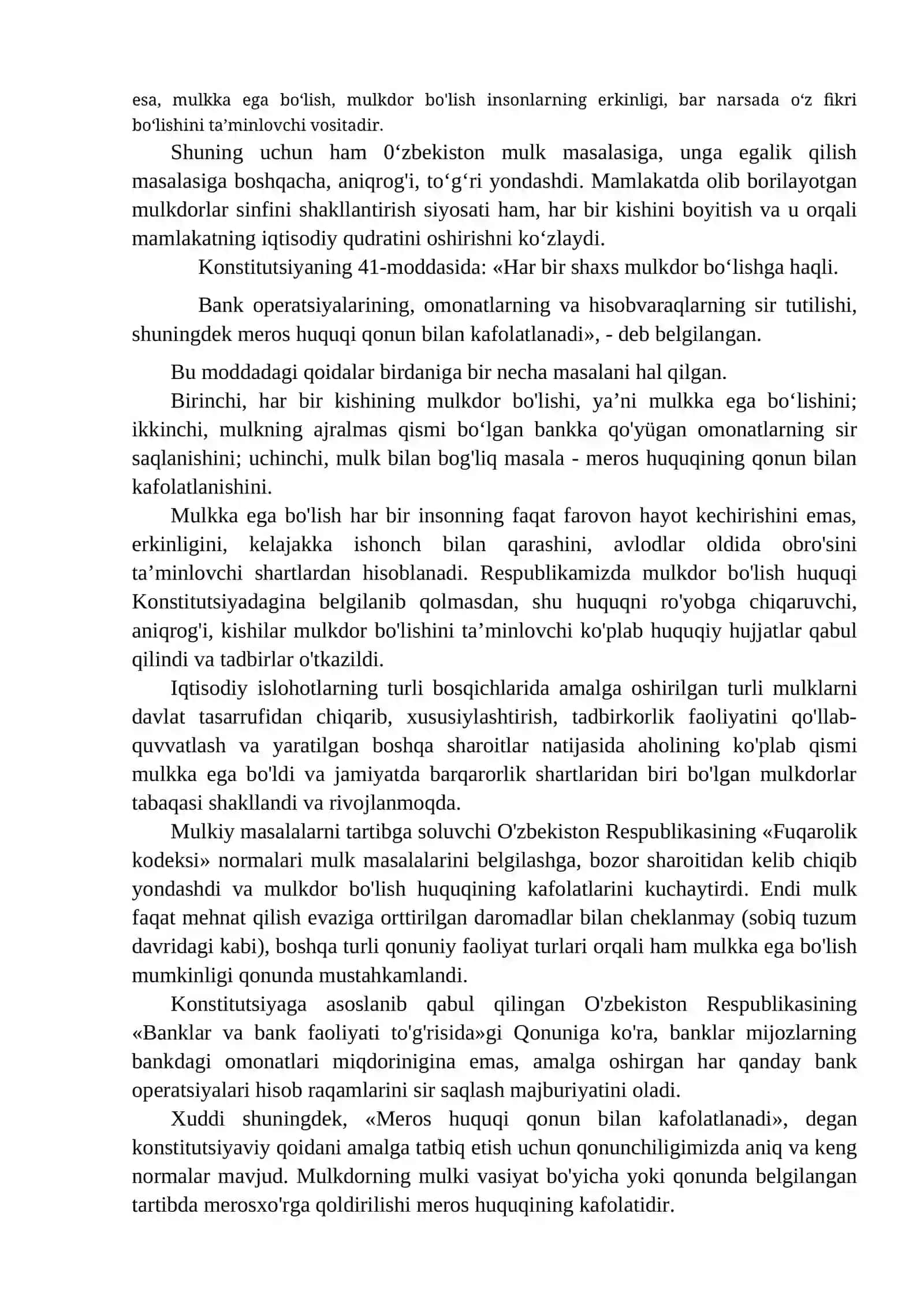 O'zbekiston Respublikasi Fuqarolarining Huquqlari 2