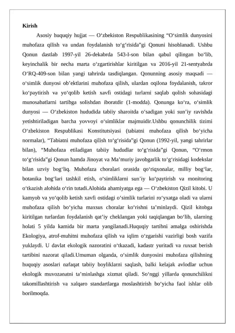 O‘simlik dunyosini muhofazalashning huquqiy tartibi 2