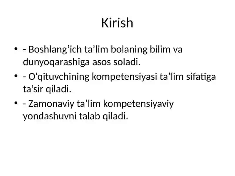 Boshlangʻich sinf öqituvchisining kasbiy kompetensiyasini shakllantirish 2