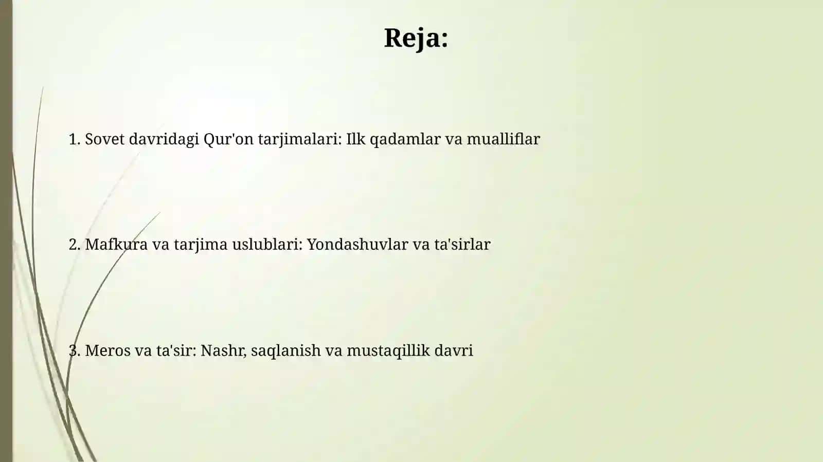 Mustagillikyillarida Qur'onning o'zbektiligatarjimaqilinishivatatsirlarihaqida 2