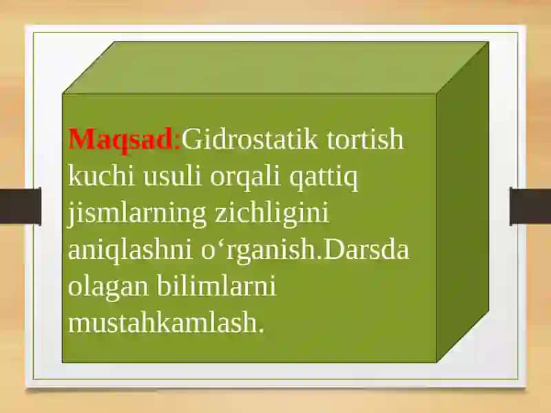 Qattiq jismlarning zinchligini gidrostatik usul bilan aniqlash 2