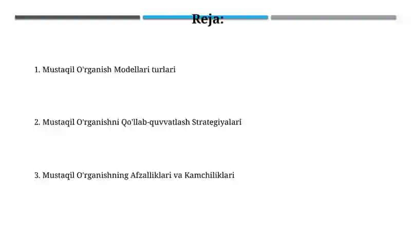 Mustaqil O'rganish Modellari 2