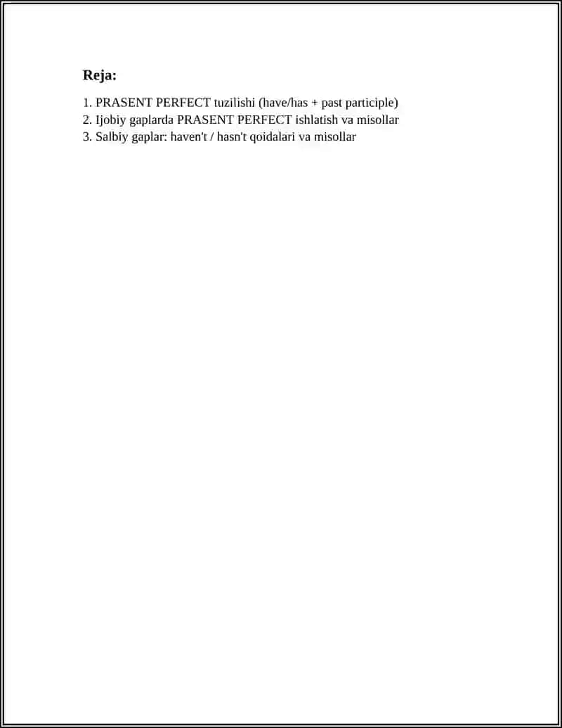 PRASENT PERFECT 2
