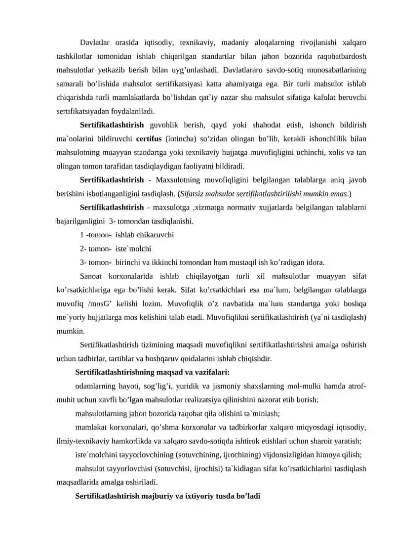 MAVZU. SERTIFIKATLASHTIRISHNING AHAMIYATI 2